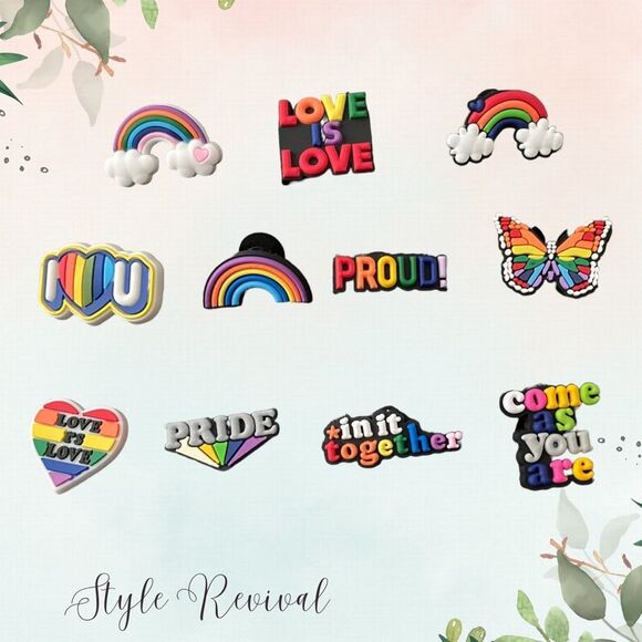 11 Pc Pride LGBTQ+ Croc Shoe Charms Jibbitz - Pride Love Set Bundle Lot - Picture 1 of 4